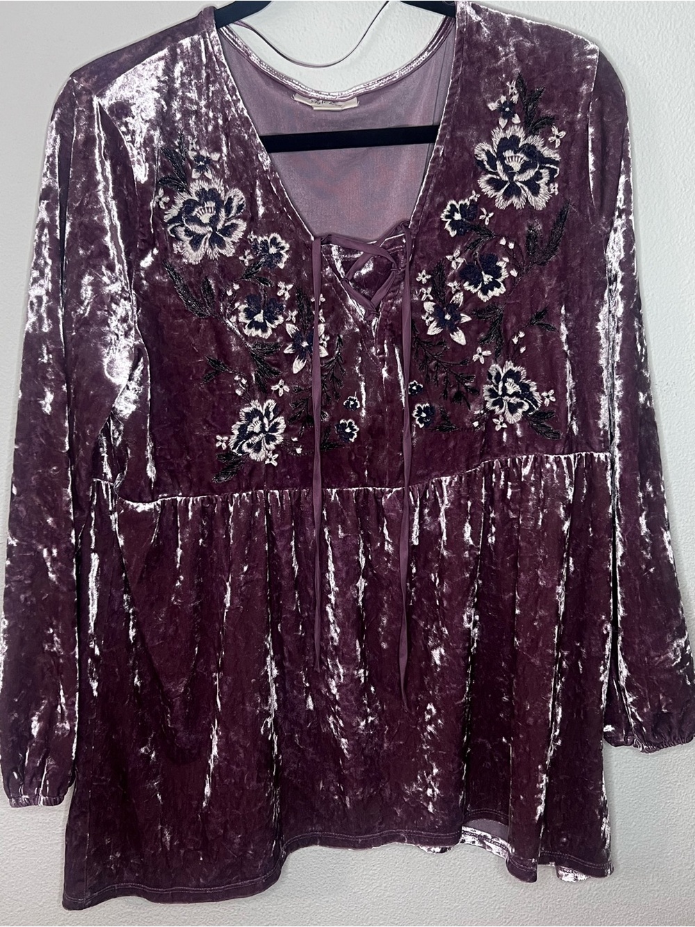 Style & Co. Velvet Lace-Up Tunic Top - Mauve